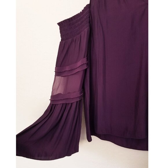 Ramy Brook New York Faretta Cold Shoulder Silk Blend Blouse M Merlot Wine $325 - Picture 12 of 16